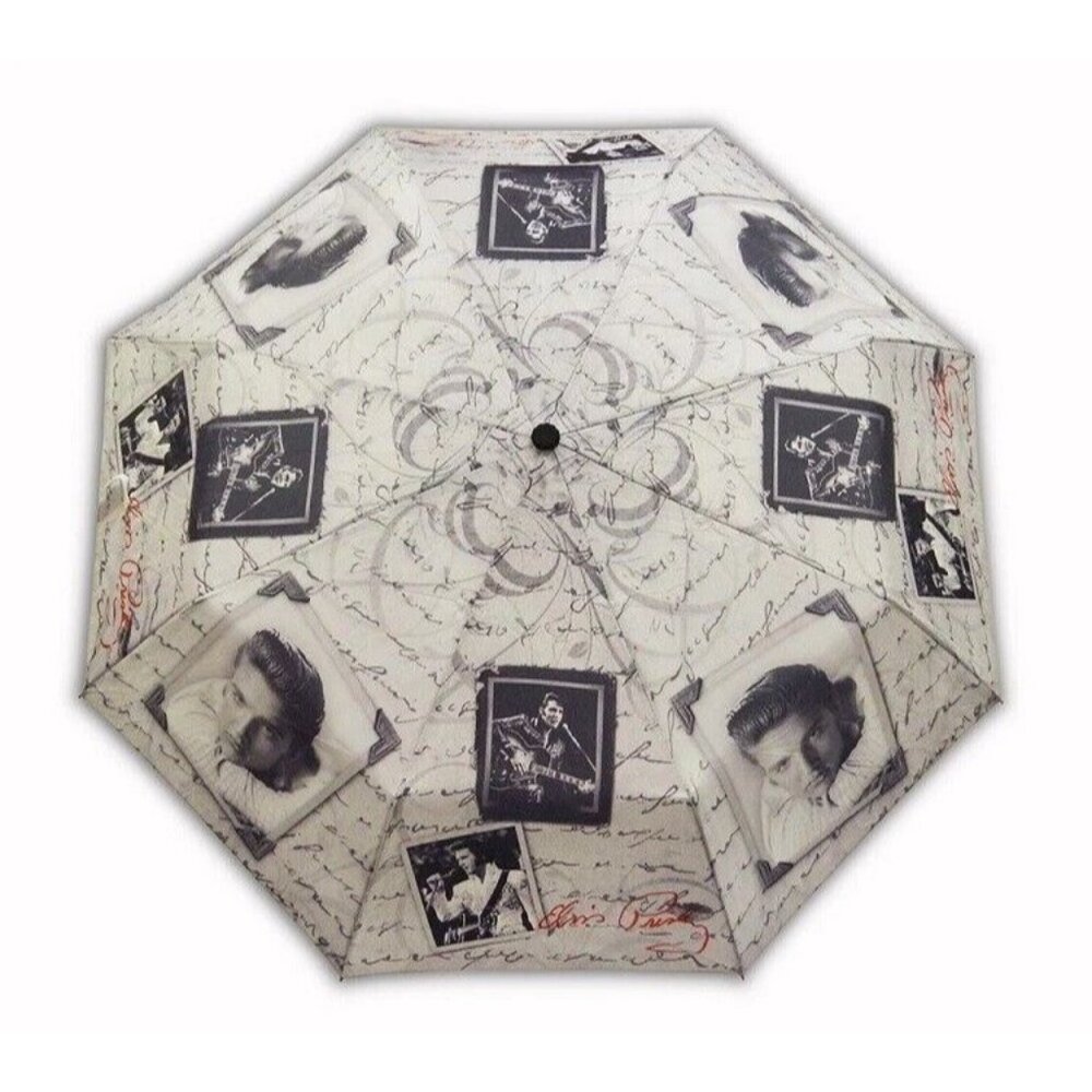 New White Picture 40" Width Elvis Presley Compact Umbrella The King Licensed NIP
